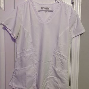 White scrub top